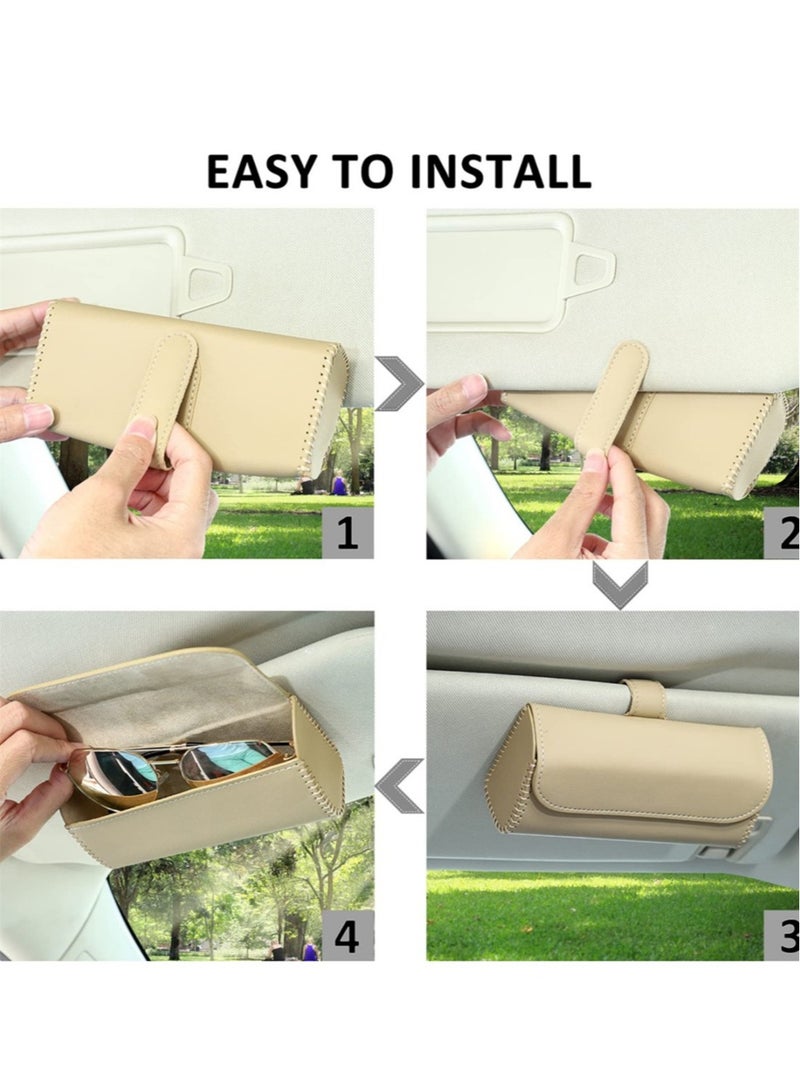 Generic Magnetic Sunglasses Storage Case for Car Beige  - Image 4