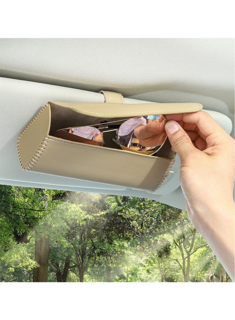 Generic Magnetic Sunglasses Storage Case for Car Beige  - Image 5
