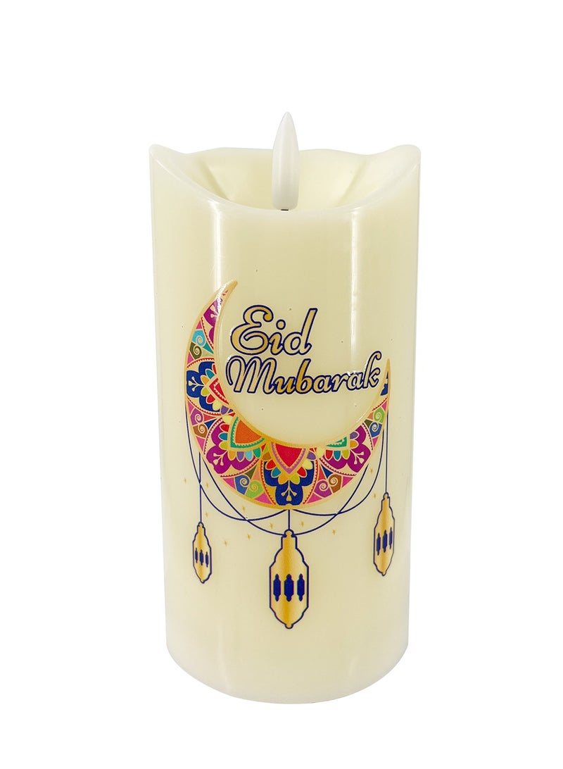 Party Magic Eid Mubarak Decorated LED Candle 7.5x15cm  - Image 1