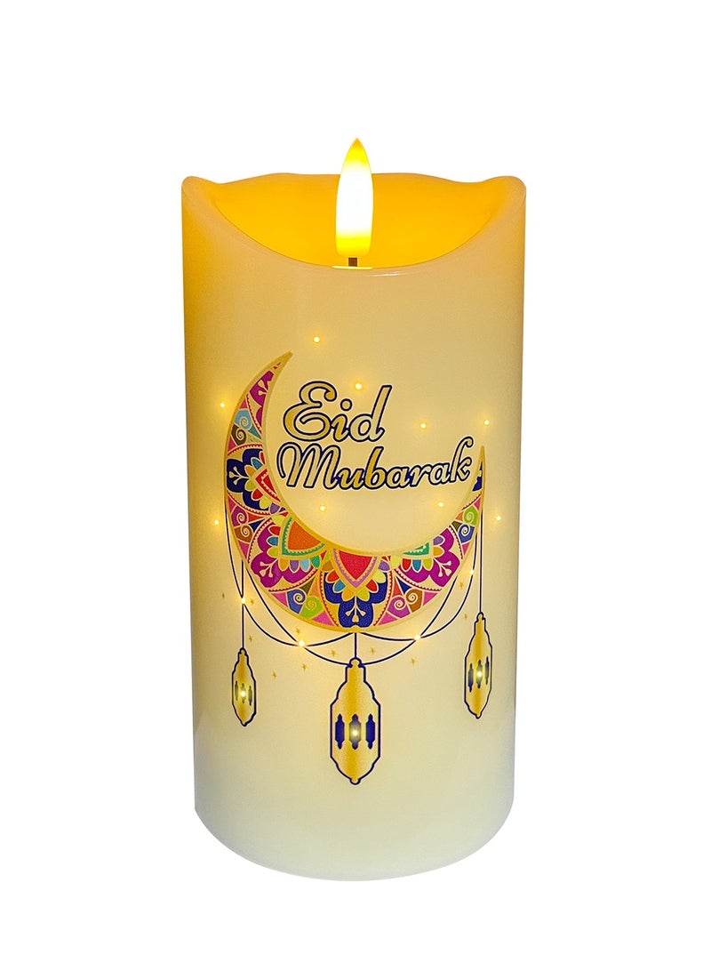 Party Magic Eid Mubarak Decorated LED Candle 7.5x15cm  - Image 2