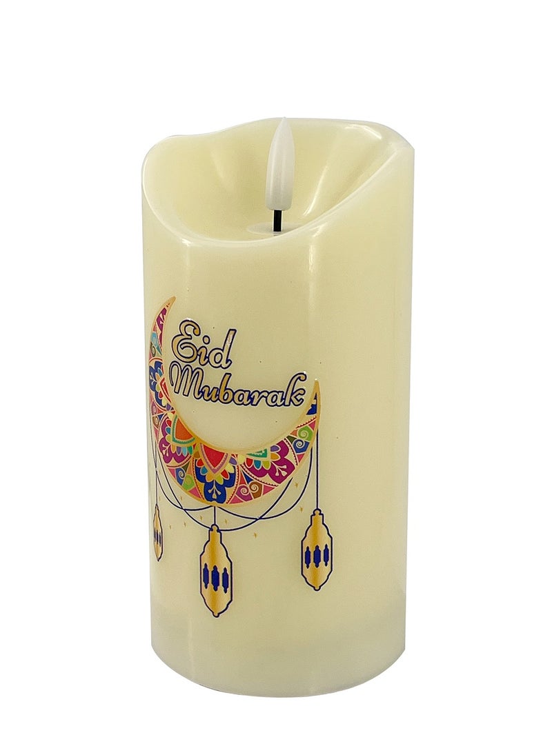 Party Magic Eid Mubarak Decorated LED Candle 7.5x15cm  - Image 3