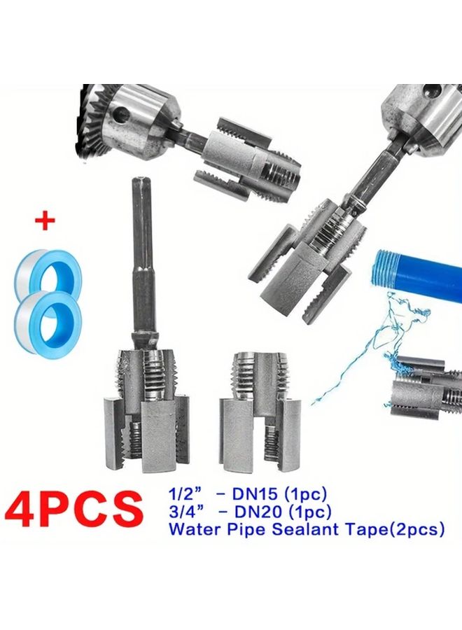 4pcs Ppr Pipe Threader With Sealing Tape For Dn15 Dn20 Internal And External Thread Repair - Image 1