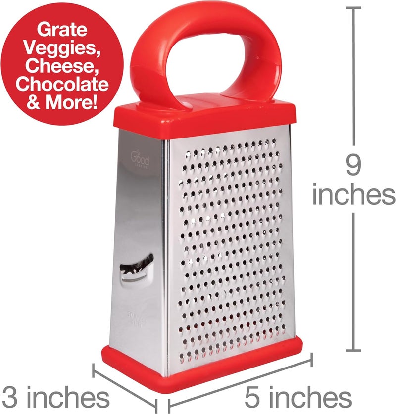 Good Cooking Box Cheese Grater w 2 Attachable Storage Containers- 4-Sided Stainless Steel Slicer and Shredder- 2 Hoppers for Cheeses, Vegetables, Chocolate - Soft Grip Handle and Non-Slip Base - Image 3