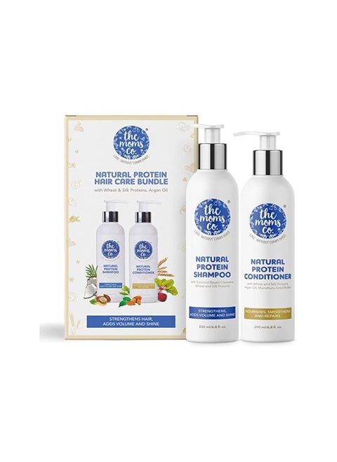 The Moms Co. Natural Protein Hair Detox Kit for Dry and Damaged Hair, Hair Fall with Protein Shampoo (200ml) and Conditioner (200ml)