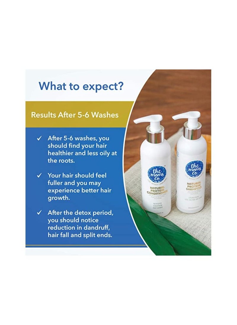 The Moms Co. Natural Protein Hair Detox Kit for Dry and Damaged Hair, Hair Fall with Protein Shampoo (200ml) and Conditioner (200ml)