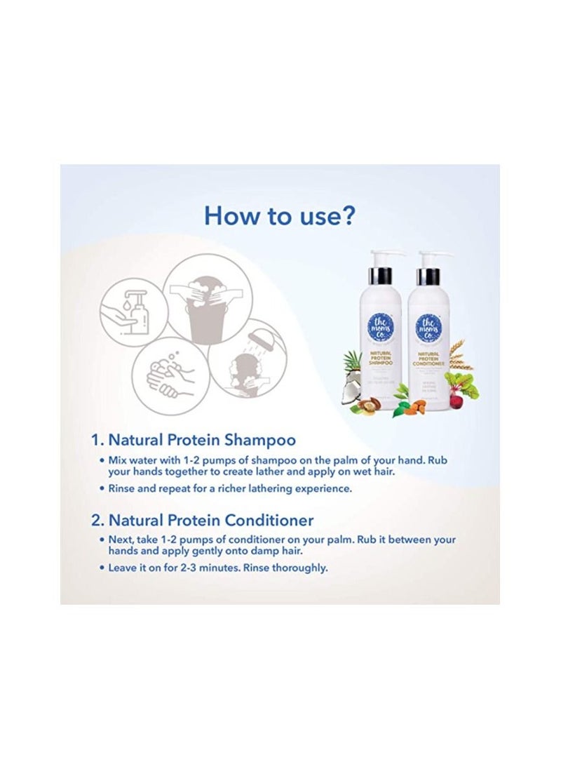 The Moms Co. Natural Protein Hair Detox Kit for Dry and Damaged Hair, Hair Fall with Protein Shampoo (200ml) and Conditioner (200ml)