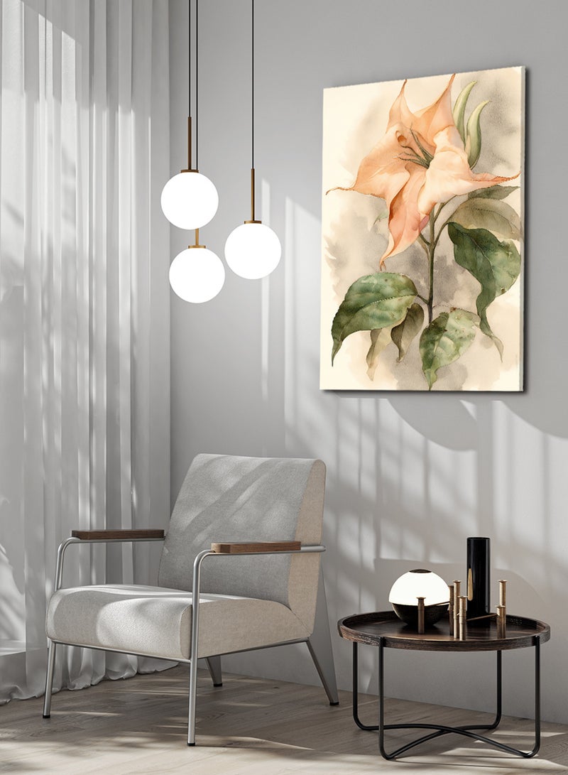 LOWHA Framed Canvas Wall Art Stretched Over Wooden Frame, Flower With Green Stem Painting - Image 3