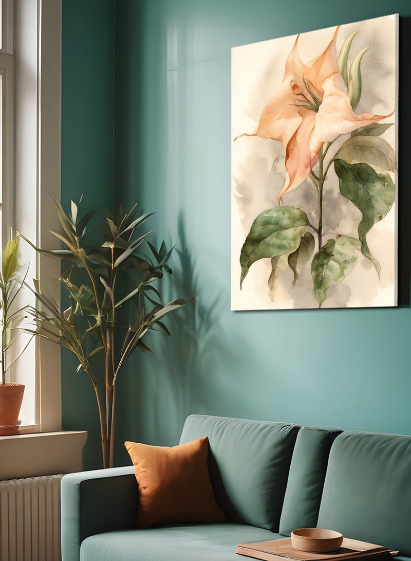 LOWHA Framed Canvas Wall Art Stretched Over Wooden Frame, Flower With Green Stem Painting - Image 2