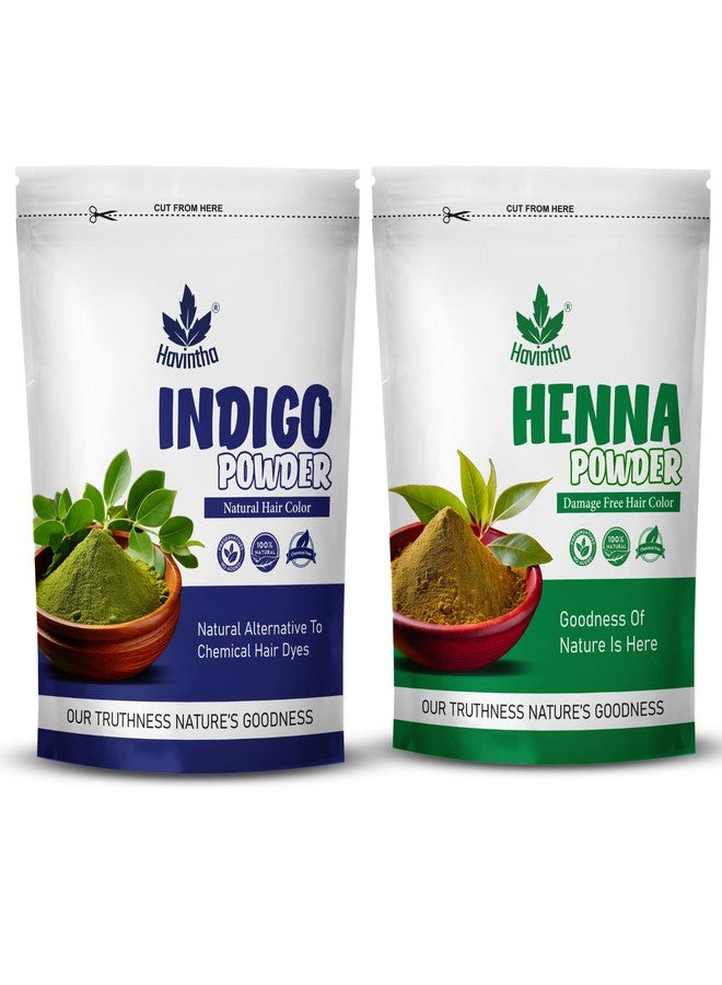 Havintha Indigo & Henna Powder (Indigofera Tinctoria) For Hair | Herbal & Natural Hair Colorant Black/Brown Hair & Beard Dye/Color | Shiny, Smoothning, Hair Growth, Conditioning, Damaged Hair - 200gm - Image 1