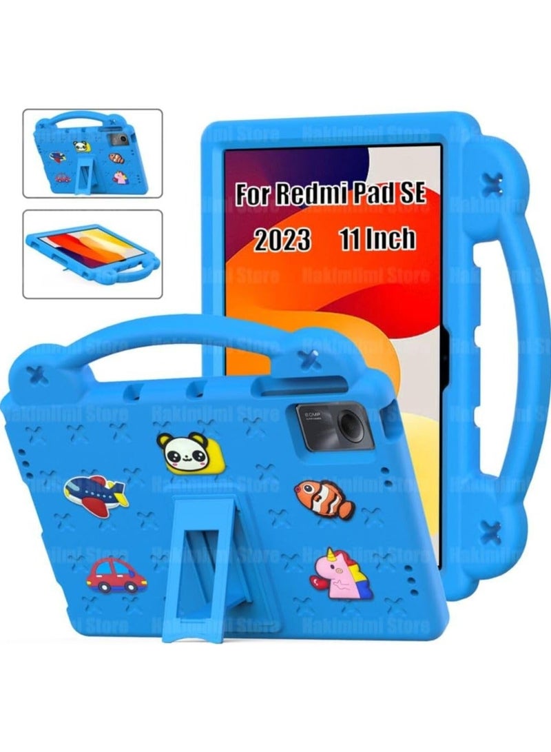 VKL Kids Safe EVA Bear Case Compatible with Xiaomi Redmi Pad SE 11 Inch 2023 Handheld Shockproof Tablet Cover For Redmi Pad SE 11" (Sky Blue) - Image 1
