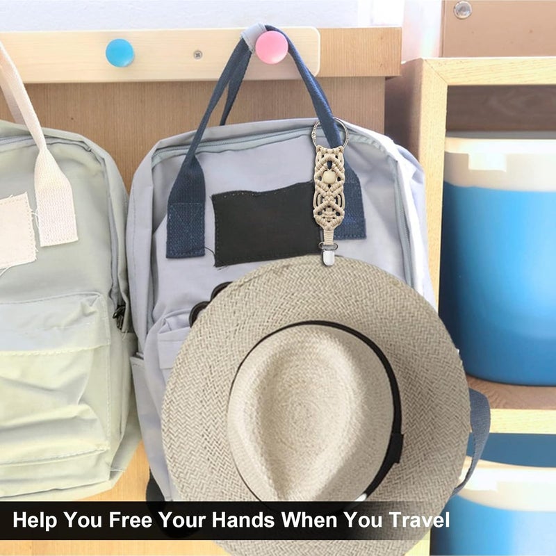 Luckam 3 Pcs Hat Clip, Knitting Travel Hat Clip for Bag Backpack Luggage, Travel Hat Clip for Women, Kids, Adults, Outdoor Travel Accessory (Black, Beige, Brown) - Image 1