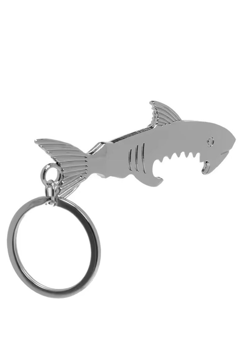 Goolsky Shark Shaped Bottle Opener Keychain Shaped Zinc Alloy Silver Color Key Ring Beer Bottle Opener Unique Creative Gift S013  - Image 2