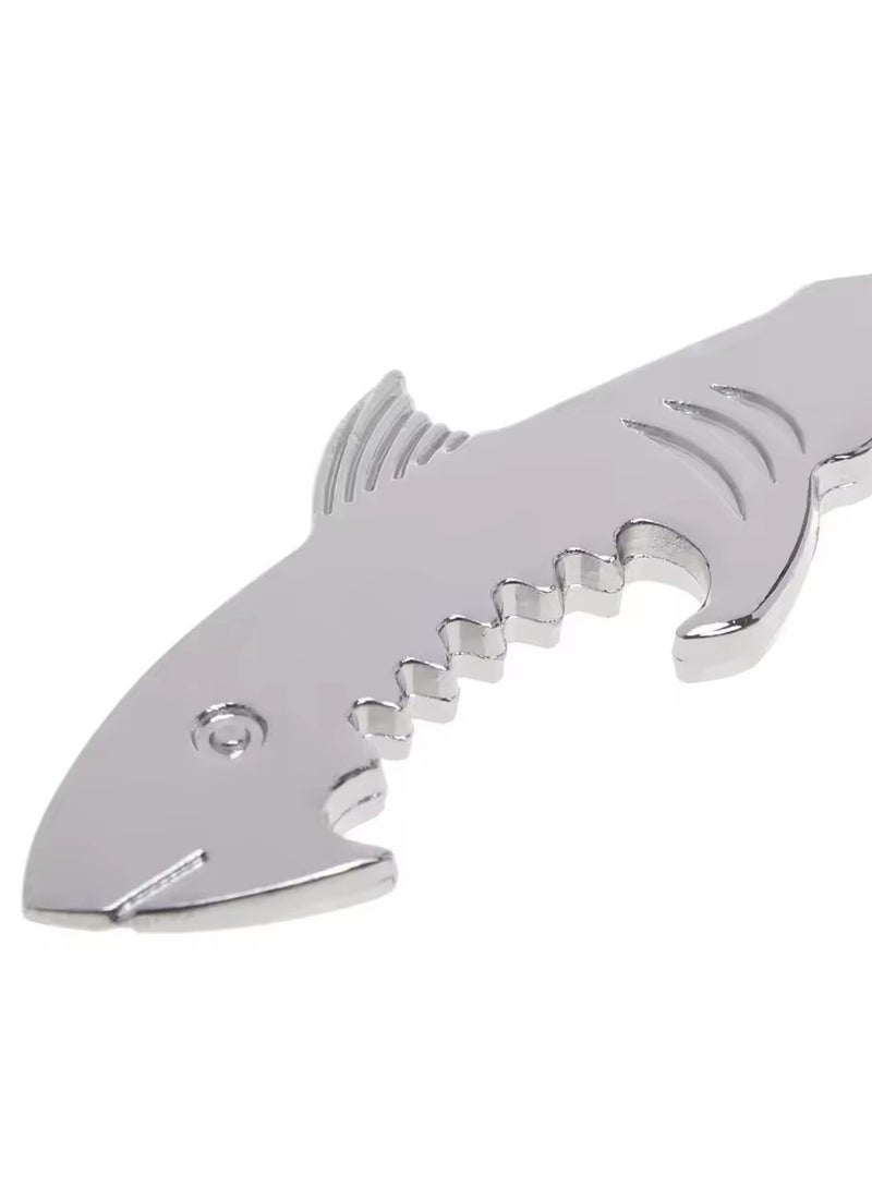 Goolsky Shark Shaped Bottle Opener Keychain Shaped Zinc Alloy Silver Color Key Ring Beer Bottle Opener Unique Creative Gift S013  - Image 4