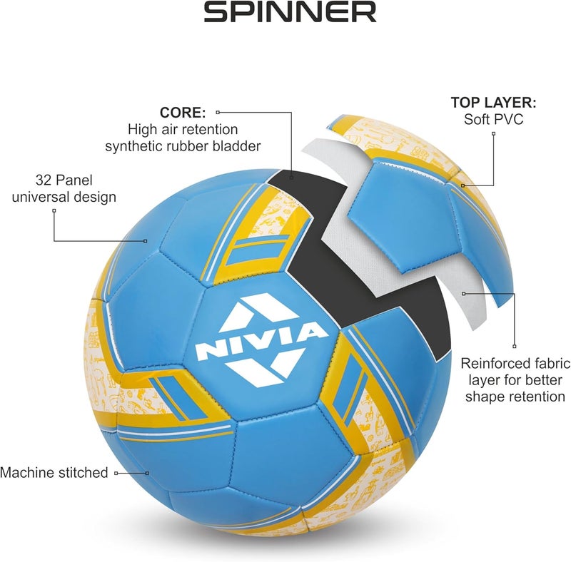Nivia Spinner Machine Stitched Football , Size - 5 (Material: PVC & Rubber) Blue (Argentina) - Image 2