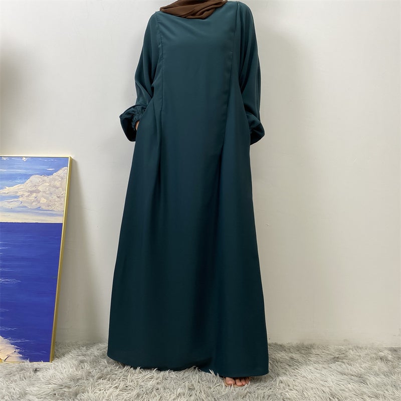 monica fashion Elegant Slim-Fit Front-Zip Muslim Nursing Dress - Image 1