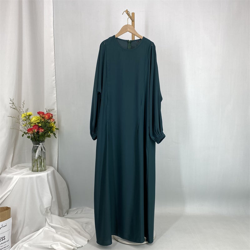 monica fashion Elegant Slim-Fit Front-Zip Muslim Nursing Dress - Image 2
