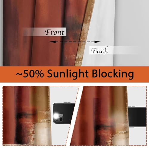 Asuexpect Burnt Orange Curtains 2 Panels Abstract Rust Curtain Room Darkening Grommet Window Drapes Modern Decorative Window Treatments for Bedroom Living Room, 52x84 Inches - Image 2