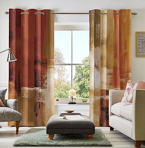 Asuexpect Burnt Orange Curtains 2 Panels Abstract Rust Curtain Room Darkening Grommet Window Drapes Modern Decorative Window Treatments for Bedroom Living Room, 52x84 Inches - Image 1