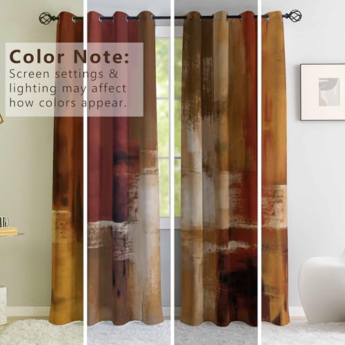 Asuexpect Burnt Orange Curtains 2 Panels Abstract Rust Curtain Room Darkening Grommet Window Drapes Modern Decorative Window Treatments for Bedroom Living Room, 52x84 Inches - Image 3