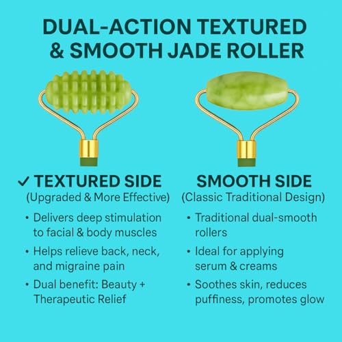 CAREMIMA by SKINROTH Textured Jade Roller & Gua Sha Set | Anti-Aging Facial Z Roller Massager for Women & Men | Natural Face Lift Tool for Face, Neck, Eye to Reduce Wrinkles, Fine Lines - Image 2