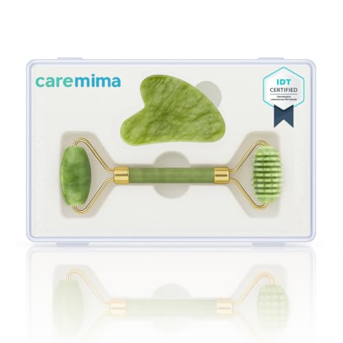 CAREMIMA by SKINROTH Textured Jade Roller & Gua Sha Set | Anti-Aging Facial Z Roller Massager for Women & Men | Natural Face Lift Tool for Face, Neck, Eye to Reduce Wrinkles, Fine Lines - Image 1