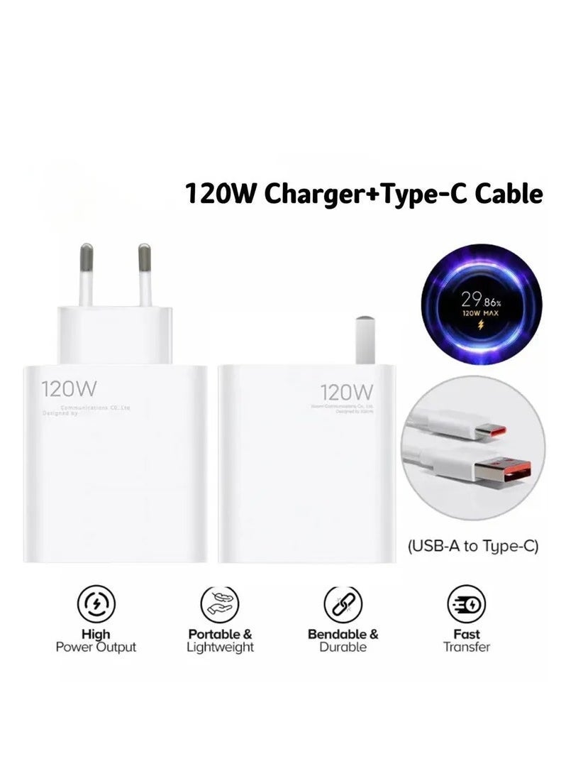 MUNTAQI 120W GaN Turbo Fast Charger EU Plug with USB-C Cable – Ultra High-Speed Charging Adapter for Xiaomi Redmi Note 11/12/13 Pro+ 5G, Mi 14/13/13T, and Other USB-C Devices - Image 3