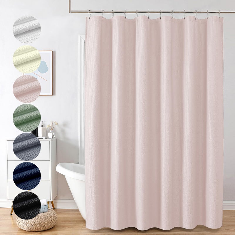 OVZME Berry Pink Shower Curtain  Embossed Textured Fabric Shower Curtain for Bathroom - Soft Cloth & Hotel Spa Luxury  Water Repellent  Machine Washable Long Shower Curtain  72X78  Pink - Image 1