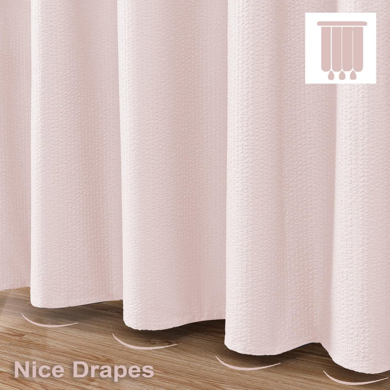 OVZME Berry Pink Shower Curtain  Embossed Textured Fabric Shower Curtain for Bathroom - Soft Cloth & Hotel Spa Luxury  Water Repellent  Machine Washable Long Shower Curtain  72X78  Pink - Image 5