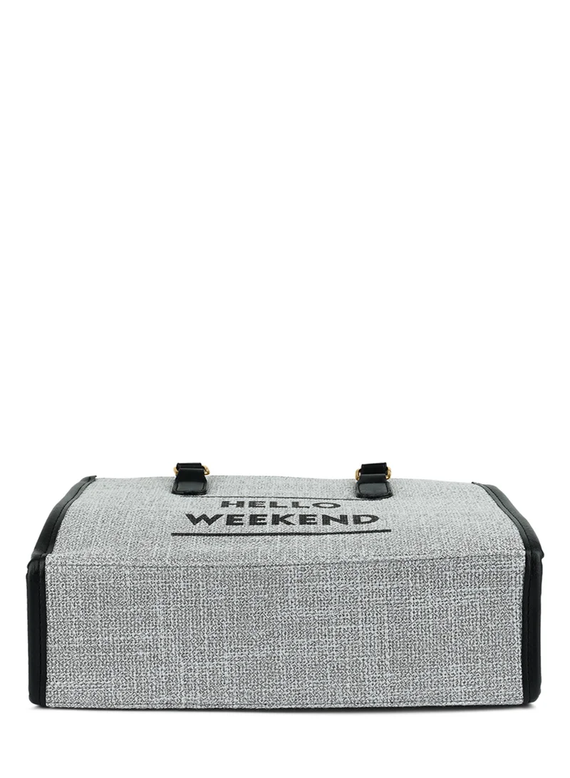 London Rag Grey Microfiber Slogan Tote Bag