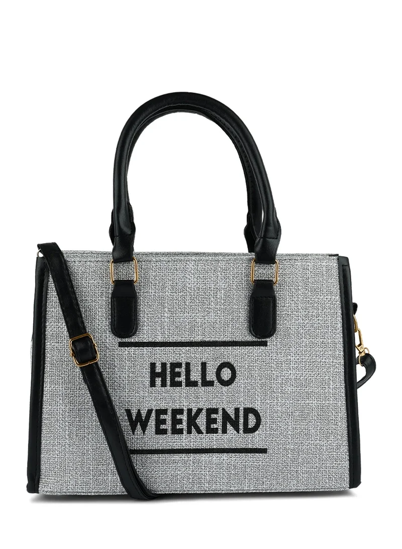 Grey Microfiber Slogan Tote Bag