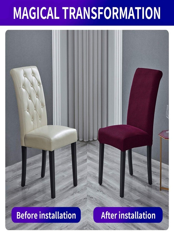 Howhic Stretch Chair Covers for Dining Room set of 6, Removable Washable Dining Room Chair Covers, Dining Chair Slipcovers Seat Protector, Great for Home Decor and Banquet (Burgundy, 6 pack) - Image 5