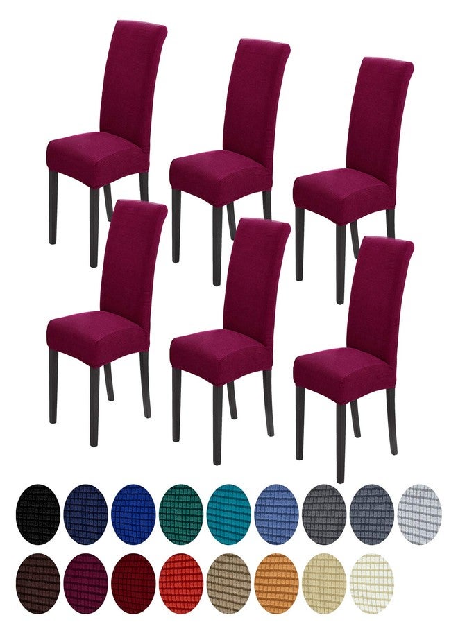 Howhic Stretch Chair Covers for Dining Room set of 6, Removable Washable Dining Room Chair Covers, Dining Chair Slipcovers Seat Protector, Great for Home Decor and Banquet (Burgundy, 6 pack) - Image 1