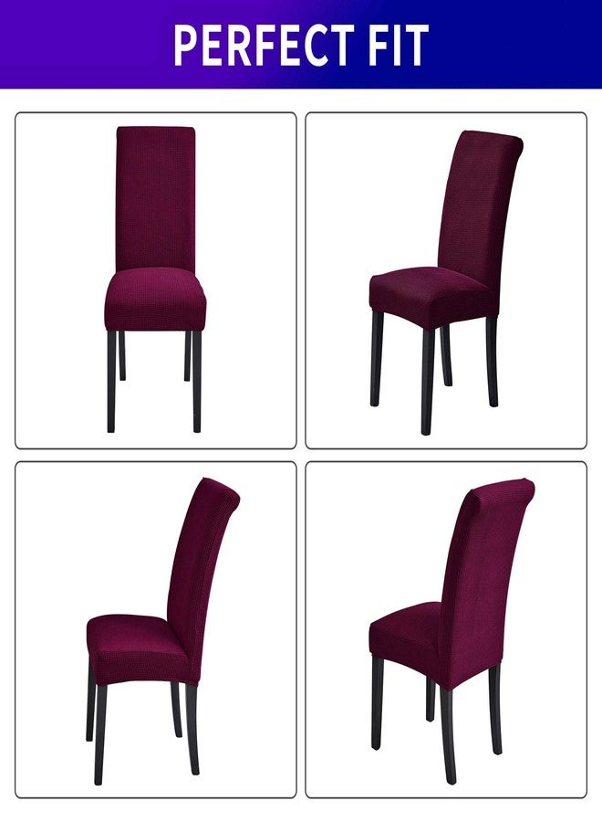 Howhic Stretch Chair Covers for Dining Room set of 6, Removable Washable Dining Room Chair Covers, Dining Chair Slipcovers Seat Protector, Great for Home Decor and Banquet (Burgundy, 6 pack) - Image 4