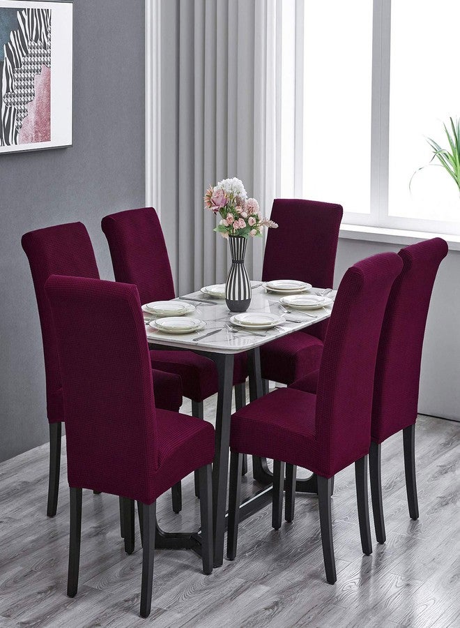 Howhic Stretch Chair Covers for Dining Room set of 6, Removable Washable Dining Room Chair Covers, Dining Chair Slipcovers Seat Protector, Great for Home Decor and Banquet (Burgundy, 6 pack) - Image 2