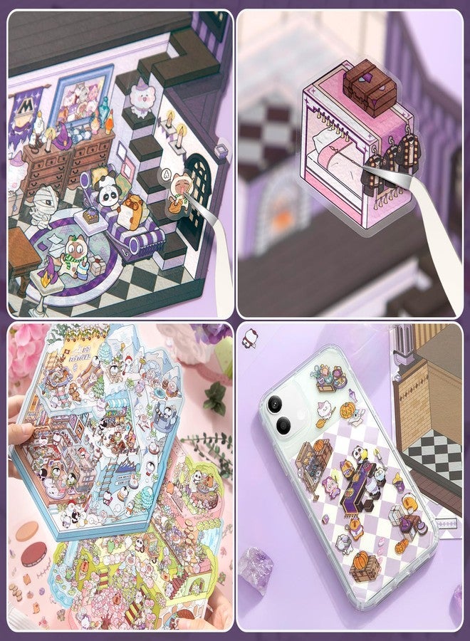 Draupnir DIY 3D House Stickers, 4 Set Fun DIY Stickers Scene Make Your Own Warm Home, Supermarket, Coffee Shop, Music Bar, Cute 3D Cartoon Scene Sticker for Adult Kids Relief Stress Pass The Time (XMPLUS2.0) - Image 3