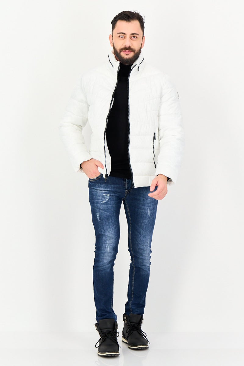 Kenneth Cole Men Quilted Long Sleeve Puffer Jacket, White - Image 4