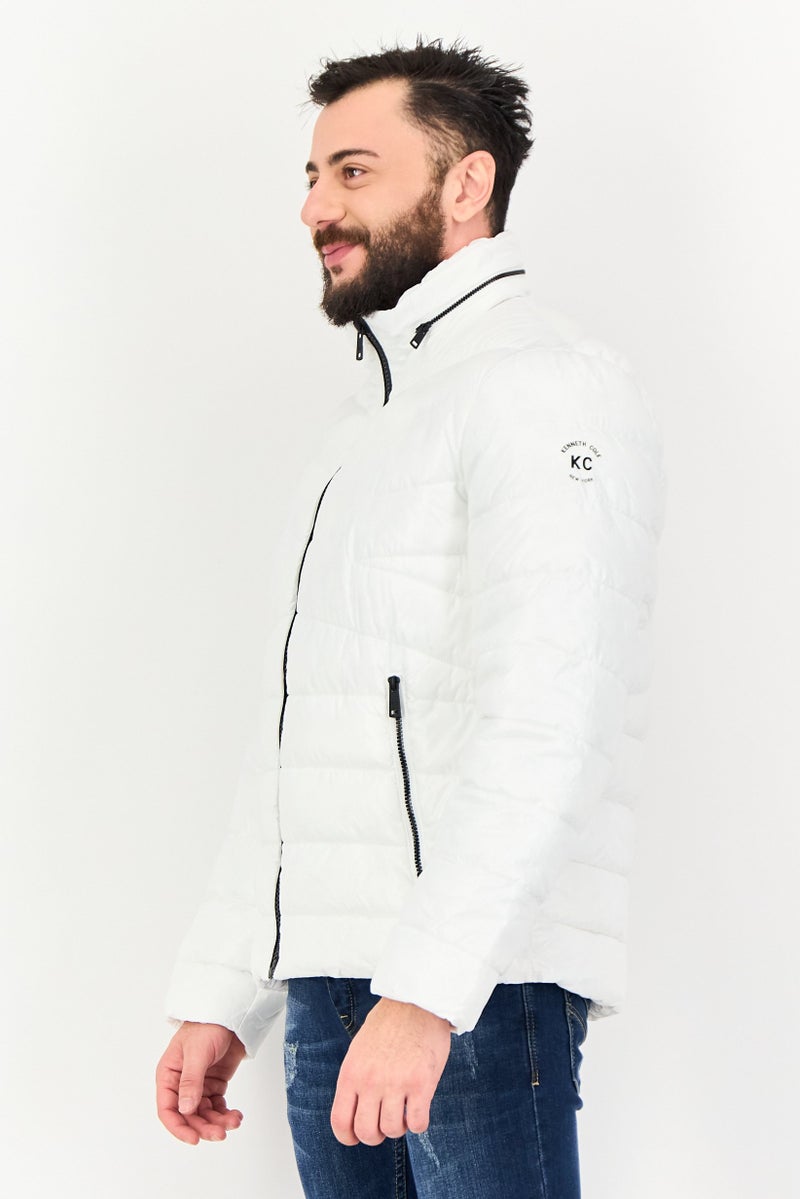 Kenneth Cole Men Quilted Long Sleeve Puffer Jacket, White - Image 2