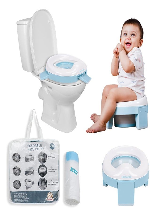 Infantso (2-in-1) Baby Potty Training Seat for 1 + Year Child, Foldable Potty Seat with Detachable Potty Bowl & trash bags, Potty training of Boys & Girls, Fits Round & Oval Western Toilets - Image 1