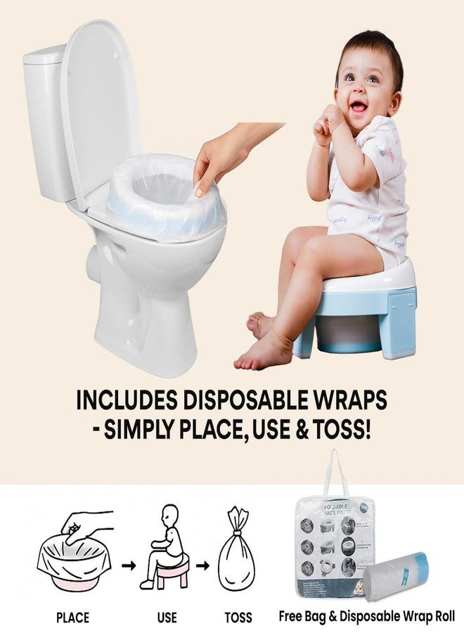 Infantso (2-in-1) Baby Potty Training Seat for 1 + Year Child, Foldable Potty Seat with Detachable Potty Bowl & trash bags, Potty training of Boys & Girls, Fits Round & Oval Western Toilets - Image 2