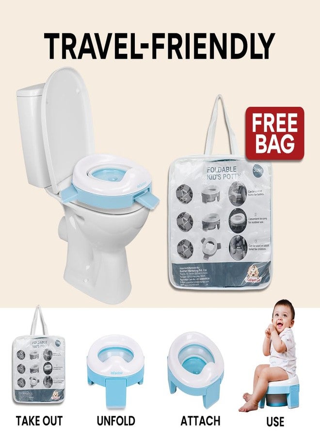Infantso (2-in-1) Baby Potty Training Seat for 1 + Year Child, Foldable Potty Seat with Detachable Potty Bowl & trash bags, Potty training of Boys & Girls, Fits Round & Oval Western Toilets - Image 3
