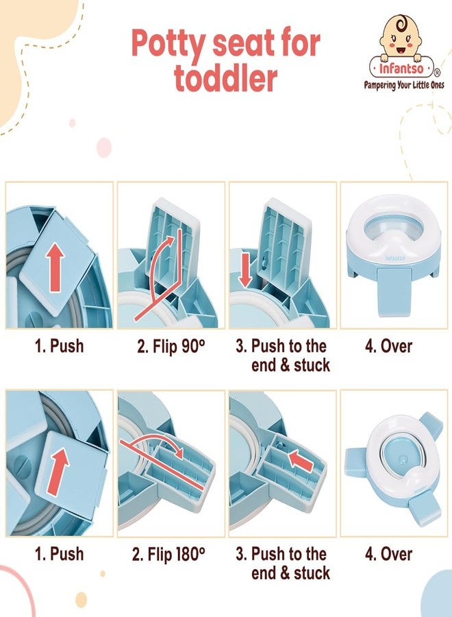 Infantso (2-in-1) Baby Potty Training Seat for 1 + Year Child, Foldable Potty Seat with Detachable Potty Bowl & trash bags, Potty training of Boys & Girls, Fits Round & Oval Western Toilets - Image 5