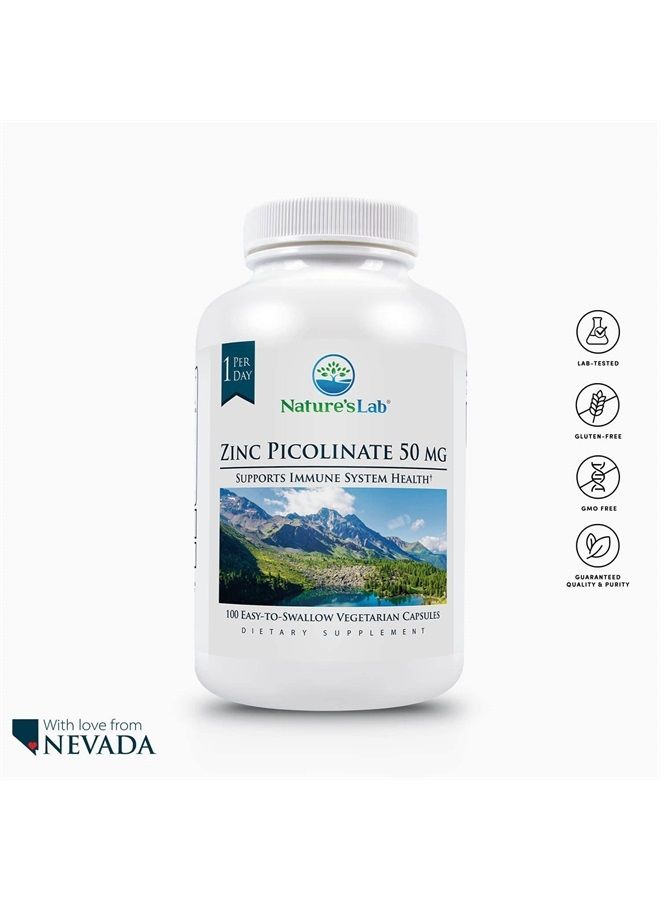 Nature's Lab زنك بيكولينات 50 ملغ - مكمل زنك عالي الامتصاص - 100 كبسولة (إمداد لمدة 3 أشهر) - Image 4