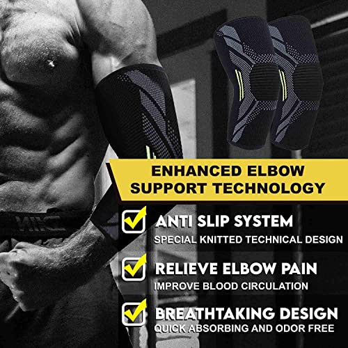 serveuttam� Elbow Support for Gym (1 Pair) - Elbow Brace for Men Women Workout | Elbow Compression Sleeves for Tendonitis Pain Relief, Tennis, Volleyball, Cricket - Elbow Pain (Robotic, S) - Image 3