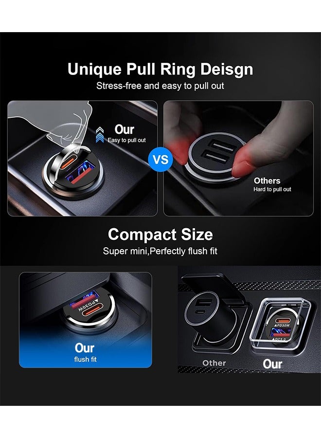 USB C Car Charger Fast Charging, [Super Mini Metal] QC3.0 Type-C Car Charger Adapter PD30W Dual Port Car Charger Compatible with Galaxy S24 Ultra, iPhone 16/15 Pro/15 Pro Max, MacBook/iPad, Steam Deck, etc Black  - Image 2