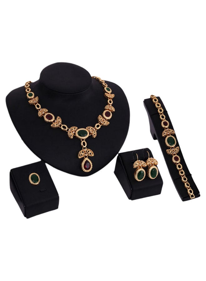 دي دي طقم مجوهرات مطلية بالذهب عيار 18 قيراطاً، من 4 قطع