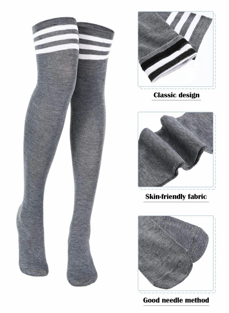 Royee - High Thigh Socks 3 Pairs Women Stripe Tube Dresses Over the Knee Long Stockings - Image 1