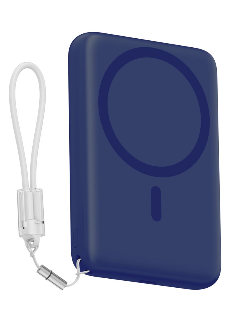 QCY Magnetic Wireless Power Bank 10000mAh 22.5W - PBW10A - Fast Charging with Built-in Cable, USB-C Input/Output, Magnetic Wireless Charging, Slim Portable Battery Pack for iPhone, Android & Qi Devices - Dark Blue Dark Blue - Image 2