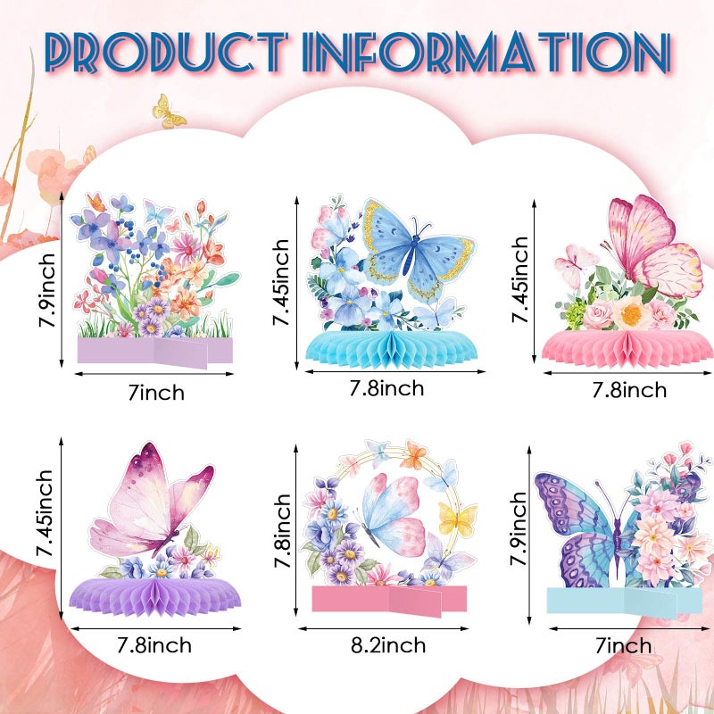 Epakh 10 Pieces Butterfly Centerpieces for Tables Butterfly Birthday Party Decorations Spring Honeycomb Table Centerpiece Spring Flower Theme Party Supplies for Birthday Baby Shower Decor - Image 2