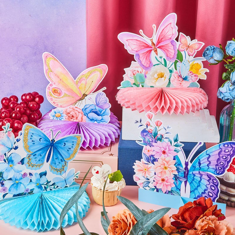 Epakh 10 Pieces Butterfly Centerpieces for Tables Butterfly Birthday Party Decorations Spring Honeycomb Table Centerpiece Spring Flower Theme Party Supplies for Birthday Baby Shower Decor - Image 5