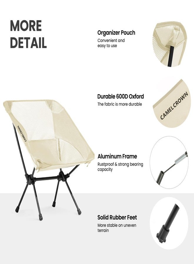 CAMEL CROWN Portable Camping Chair Lightweight Compact Folding Chair Mesh for Outdoor Camp Travel Beach Picnic Festival Hiking Backpacking White - Image 5
